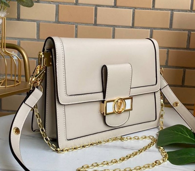 Louis Vuitton Dauphine Lugano MM Bag In Galet Gray