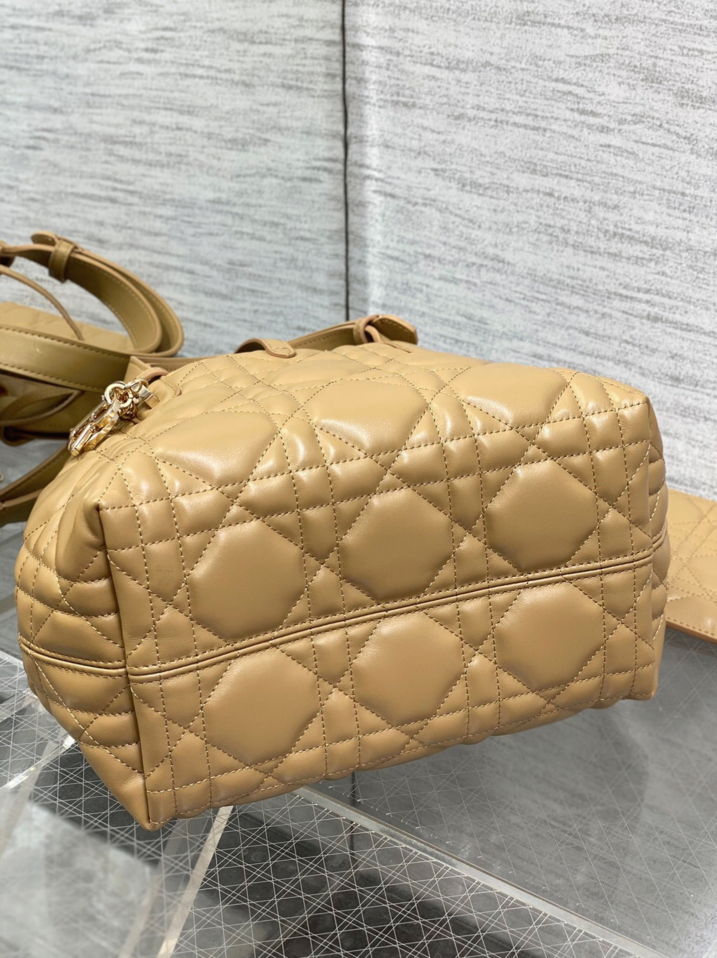Dior Toujours Small Bag Fake in Tan Macrocannage Calfskin