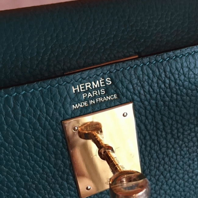 Malachite Clemence Copy Designer Hermes Kelly Retourne 28cm Bag