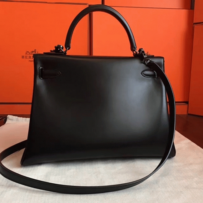 So Black Imitation Hermes Kelly Retourne 32cm French Style Bag