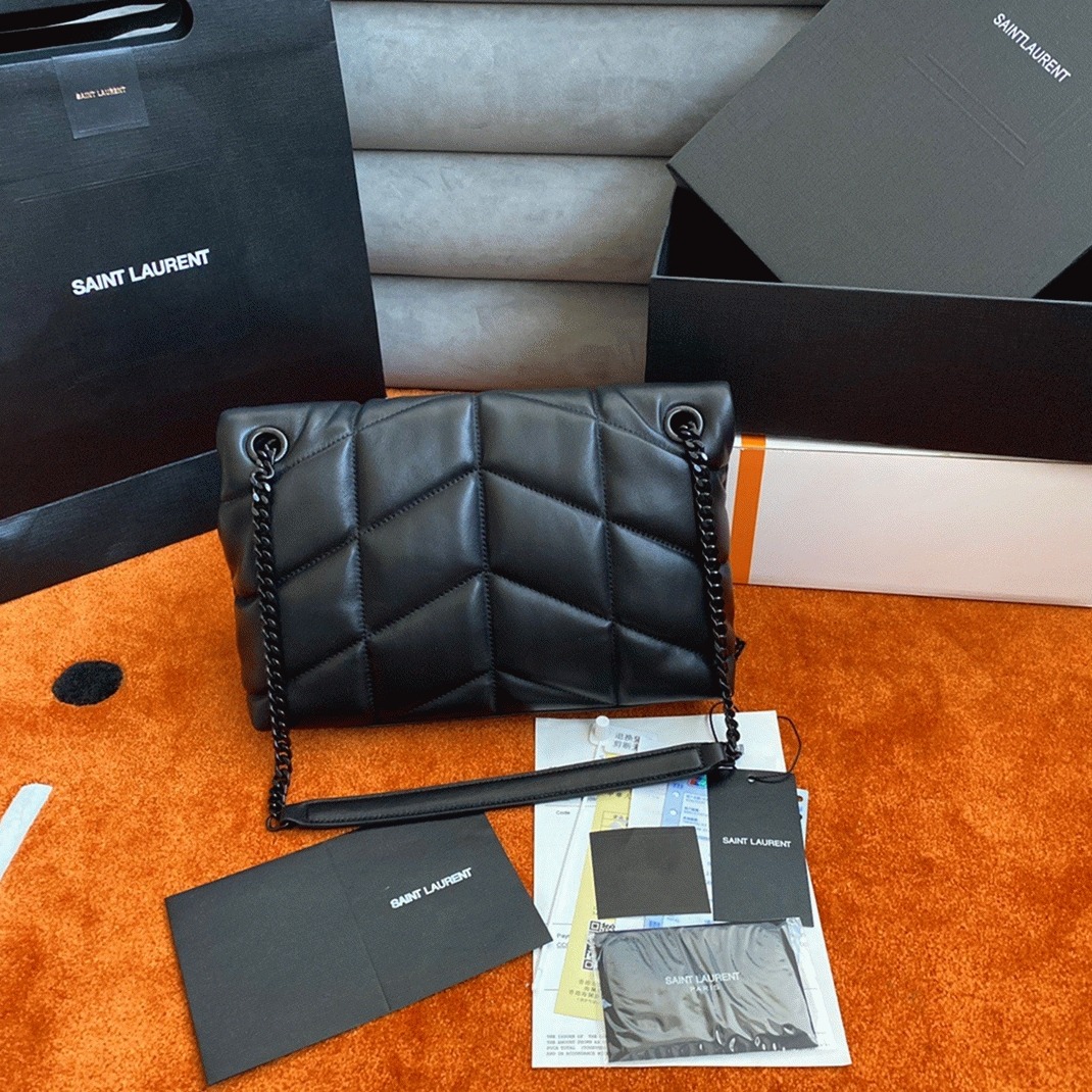Replica Saint Laurent Puffer Small Chain All Black Bag Quilted Lambskin