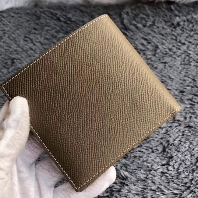 Taupe best replica Hermes Copernic compact wallet