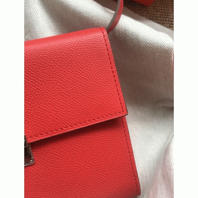 Red luxury replica Hermes Clic wallet with strap