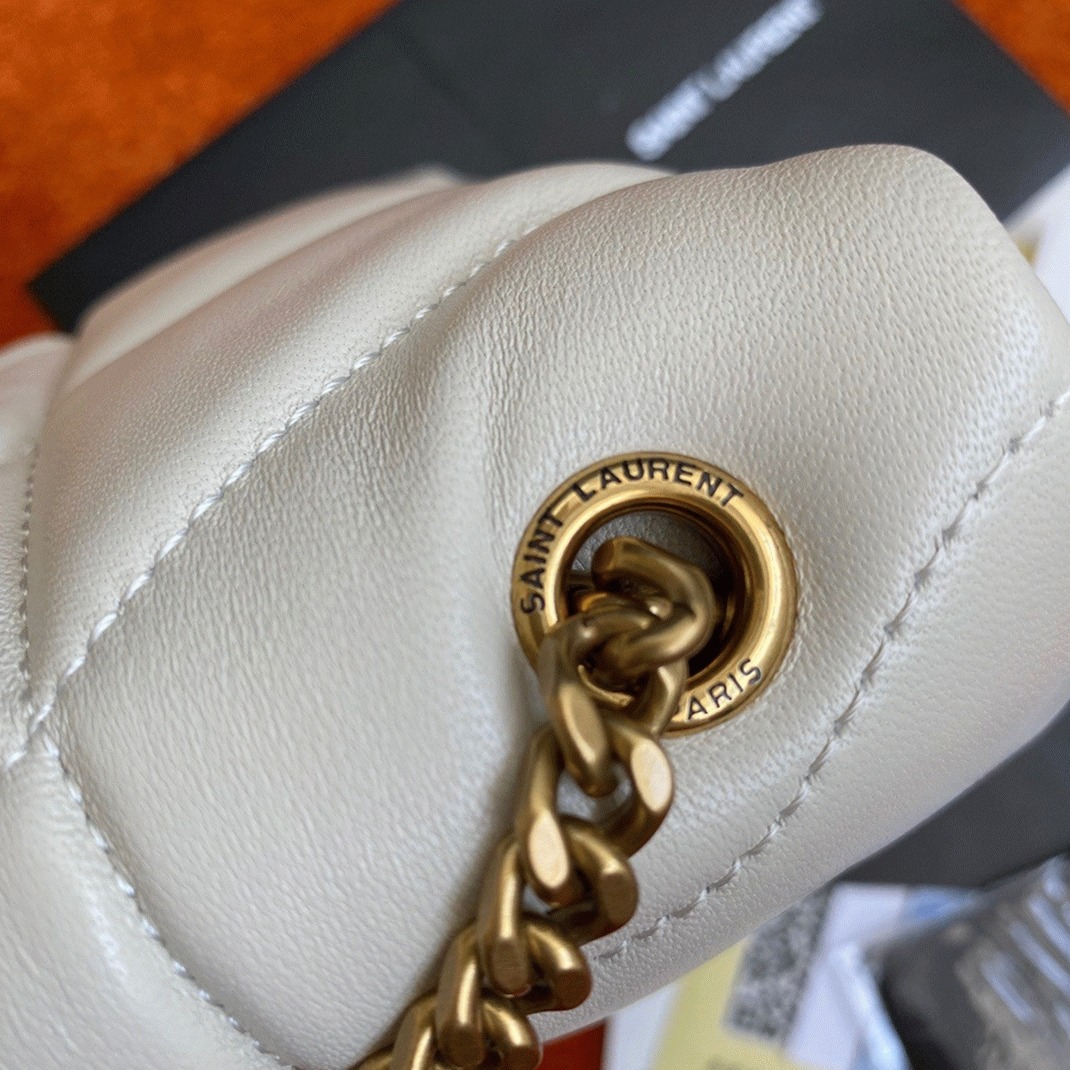 Replica Saint Laurent Puffer Toy Bag White Quilted Lambskin