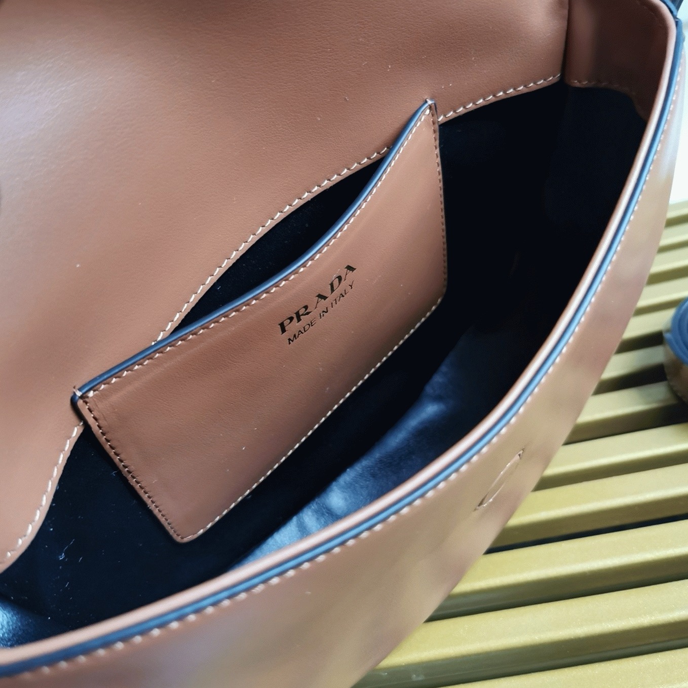 Prada Arque Shoulder Bag with Flap Fake in Brown