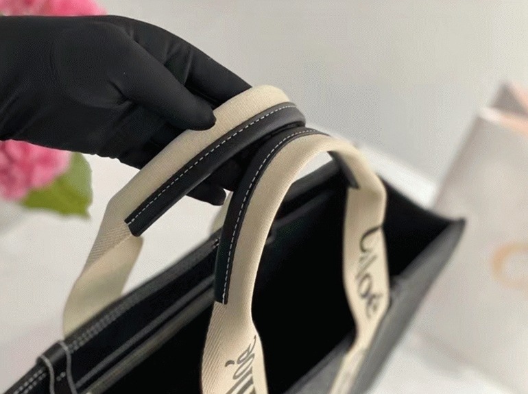 Top Quality Fake Chloe Medium Woody Tote Bag In Grey Felt