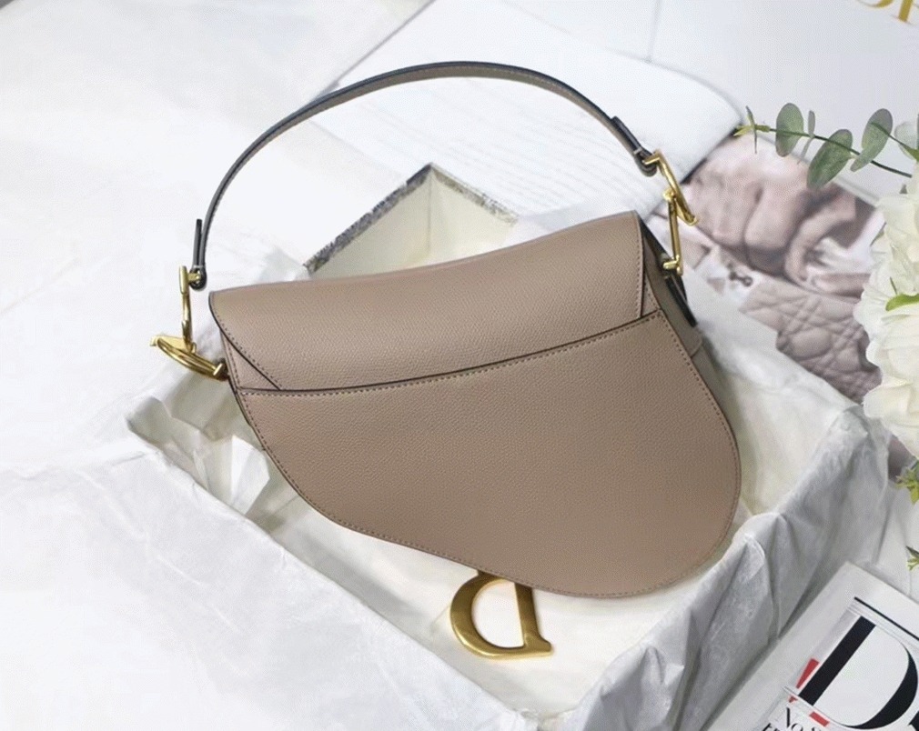 Dior Saddle Bag Fake in Warm Taupe Grained Calfskin