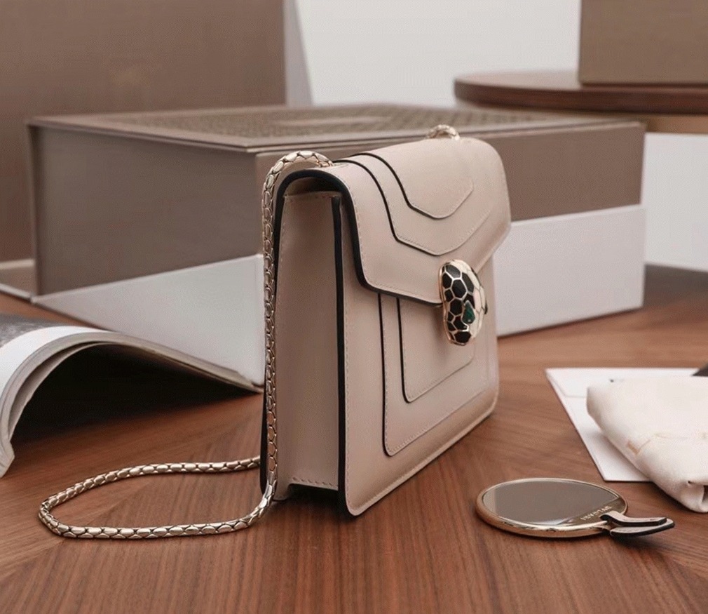 Fake Bvlgari Serpenti Forever Small Crossbody Bag Beige Leather