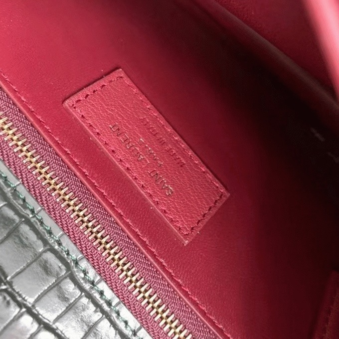 Replica Saint Laurent Cassandra Medium Bag Green Crocodile
