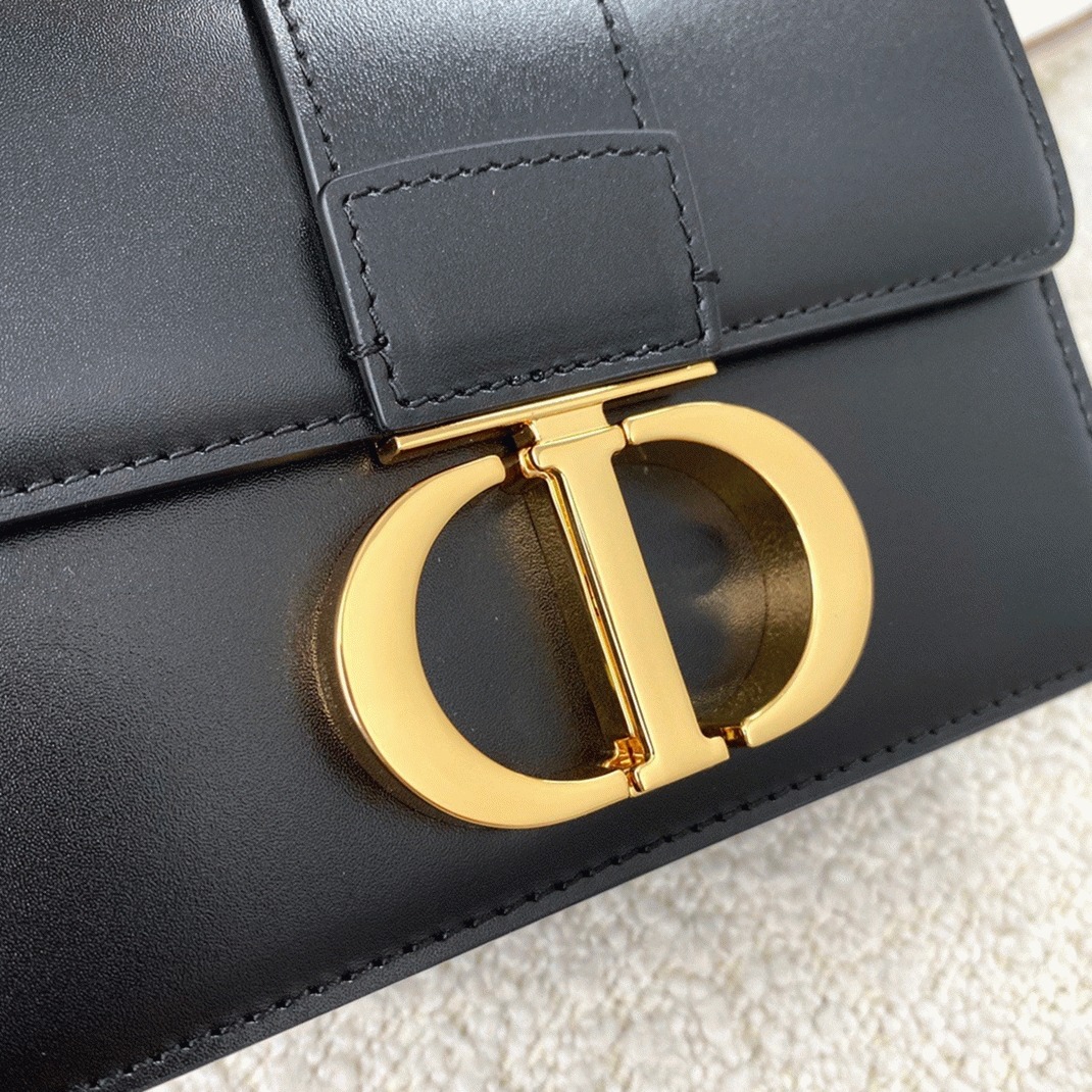 Dior 30 Montaigne Micro Bag Fake in Black Box Calfskin
