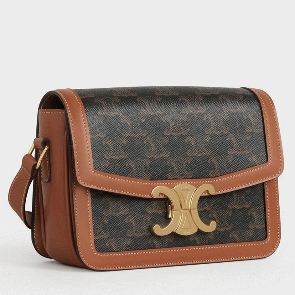 Top Quality Replica Celine Triomphe Teen Bag In Black Triomphe Canvas