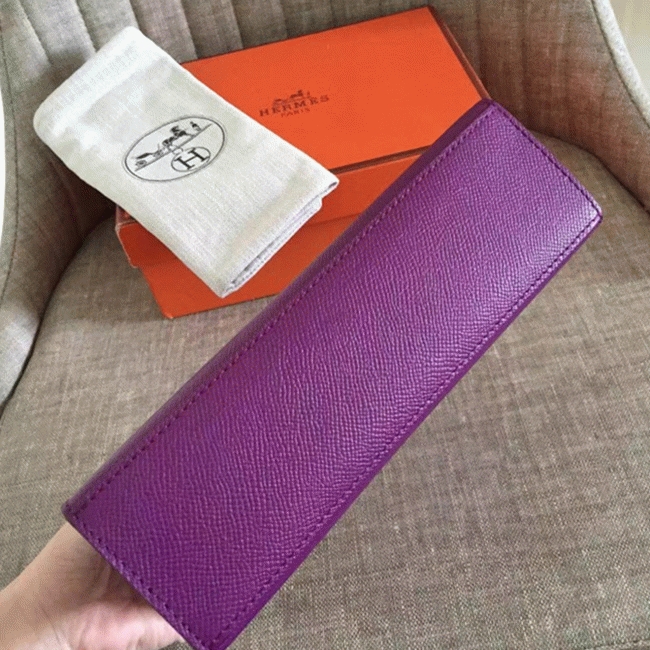 Cyclamen Epsom Knockoff Hermes Kelly Pochette Light Purple Clutch