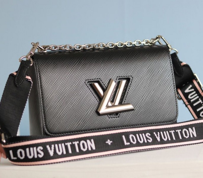Louis Vuitton Monogram Empreinte Bold Printed Pattern Twist MM Bag In Black
