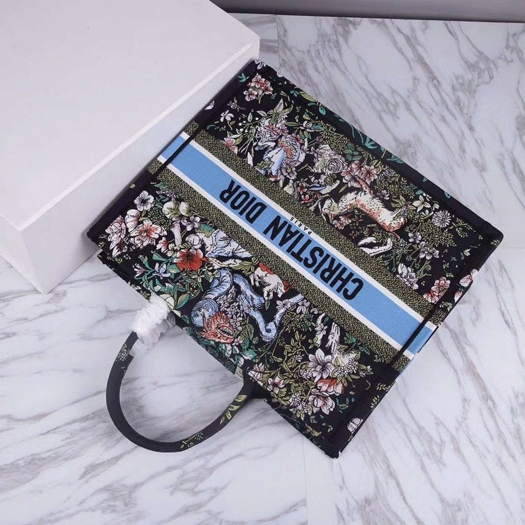 Dior Large Book Tote Bag Fake in Blue D-Constellation Embroidery