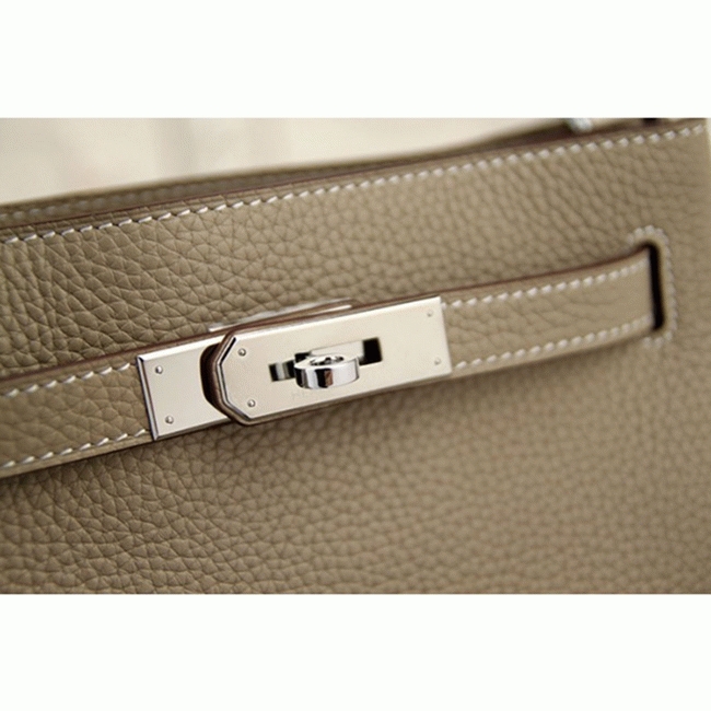 Grey Leather Replica Hermes So Kelly 22cm Soft Leather Shoulder Bag