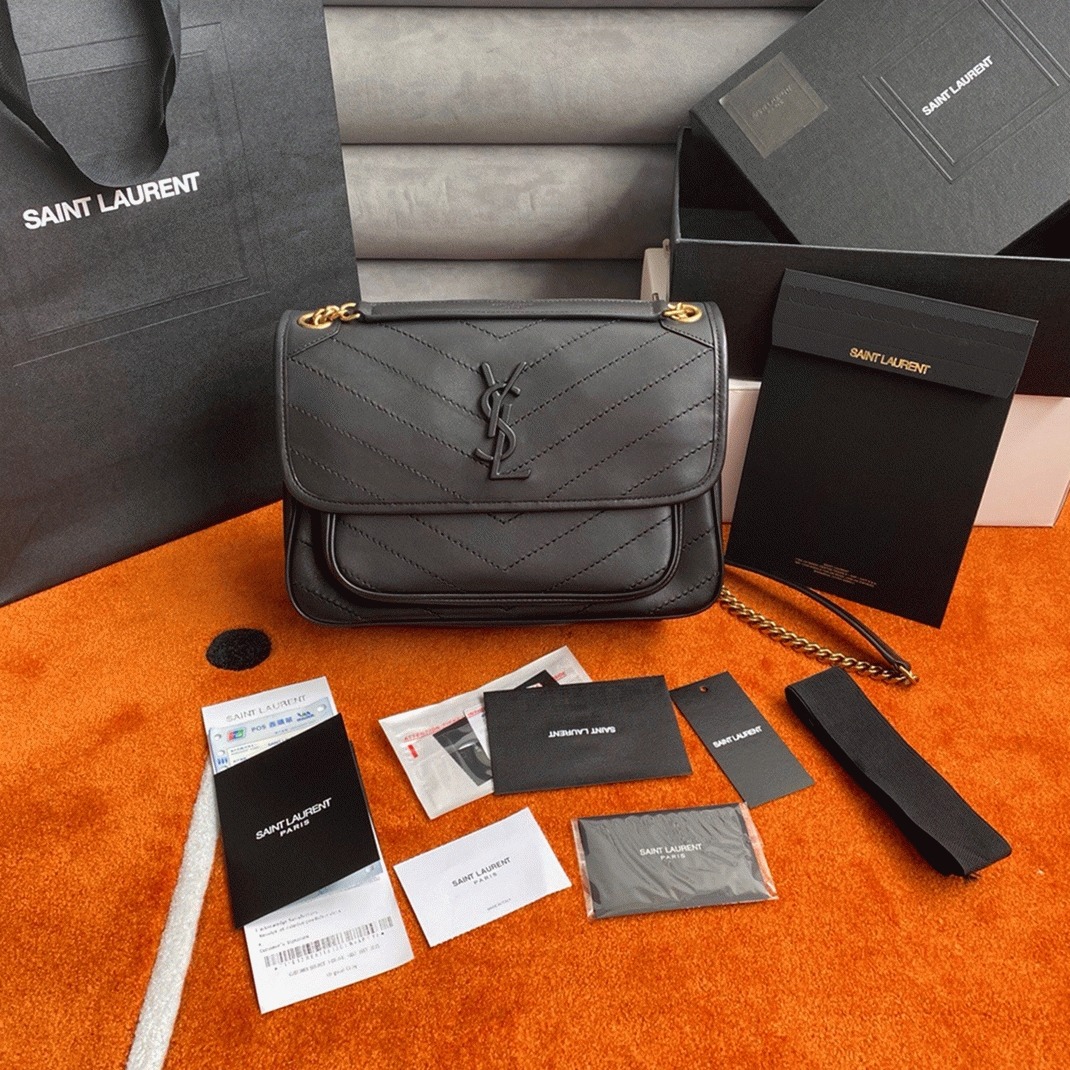 Fake Saint Laurent Niki Medium Chain Bag Black
