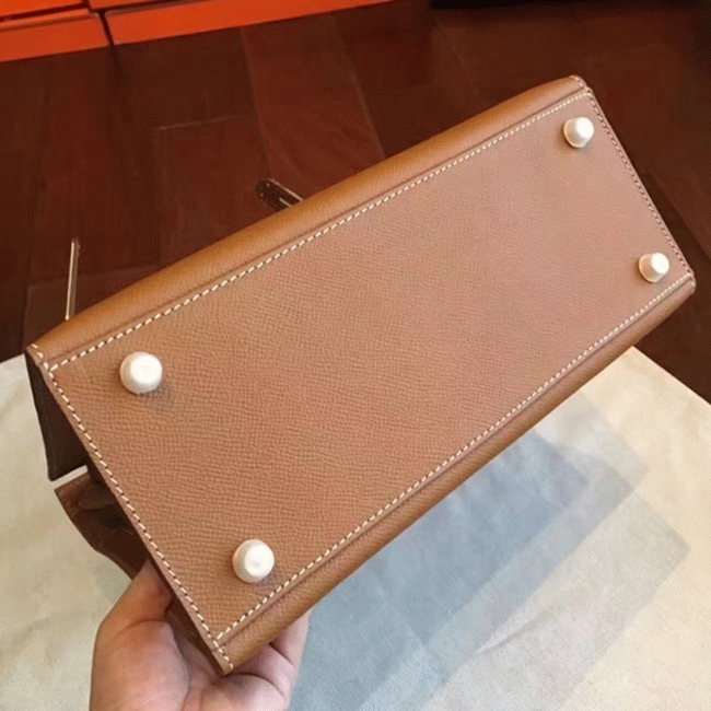 Brown Epsom Faux Luxury Hermes Kelly Sellier 28cm Elegant Purse