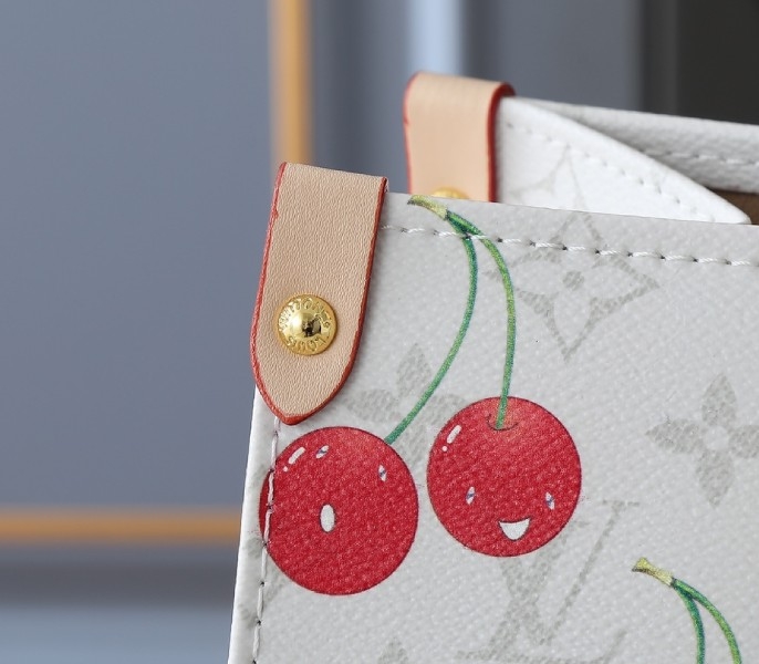 LV X TM Monogram Cherry Canvas Onthego PM In White