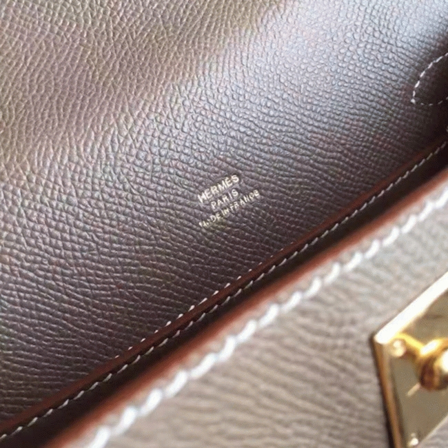 Etoupe Epsom Top Replica Hermes Kelly Pochette Mini Handbag