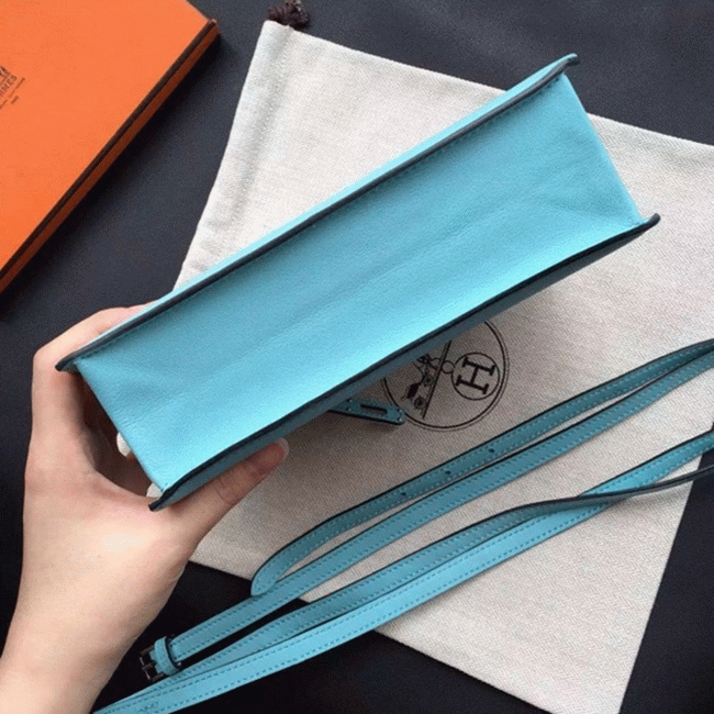 Celeste Swift Leather Fake Hermes Kelly Danse Light Blue Purse
