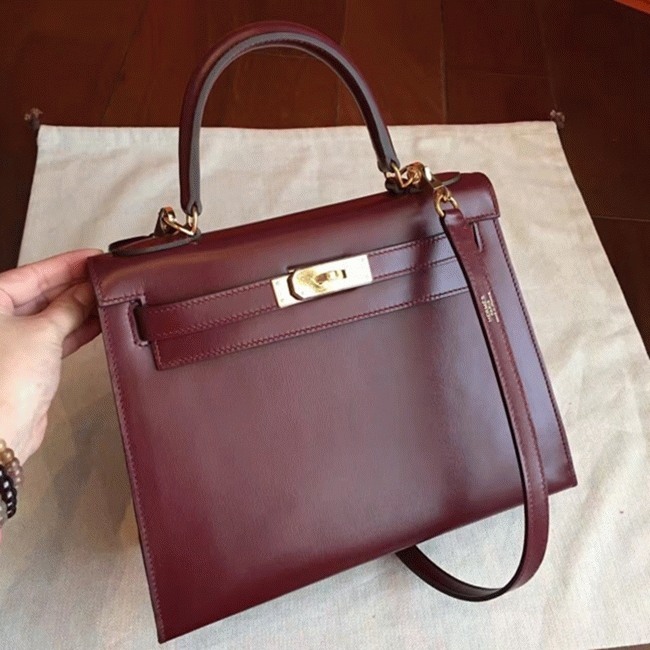 Bordeaux Box Fake Designer Hermes Kelly Retourne 28cm Vintage-Inspired Bag