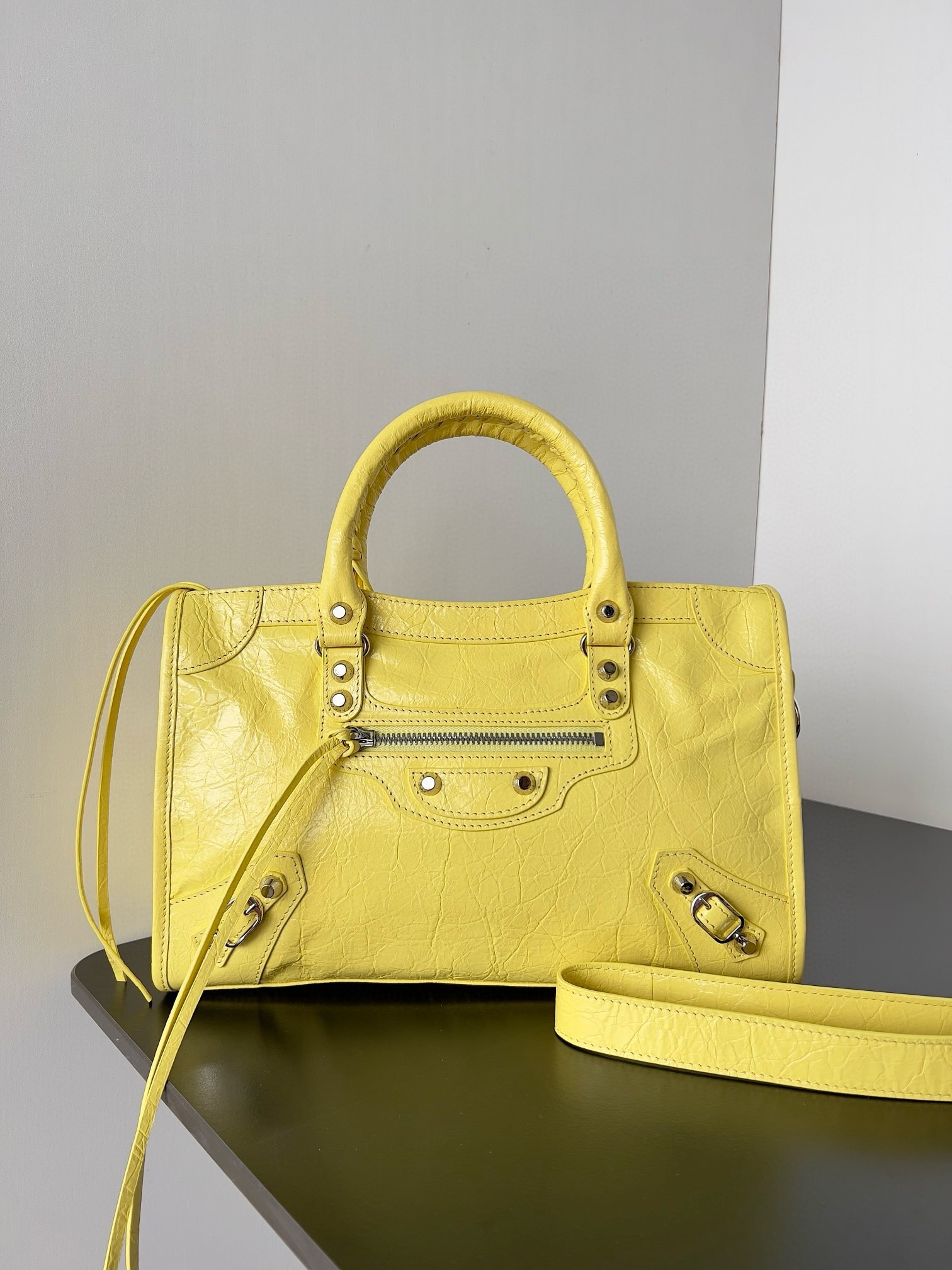 Knockoff Balenciaga Le City Small Bag Yellow Arena Lambskin