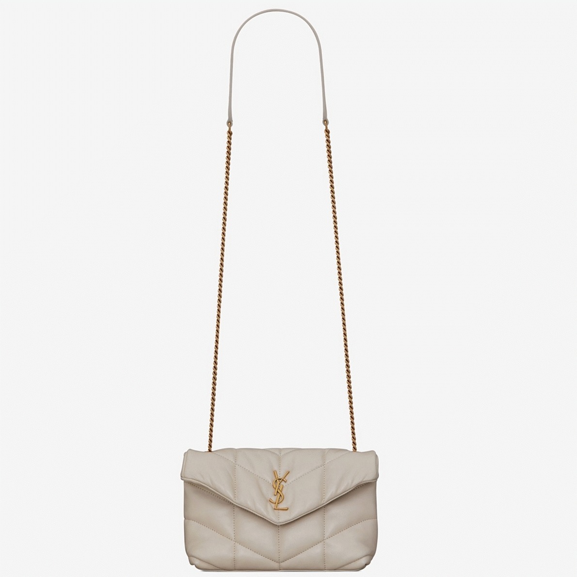 Replica Saint Laurent Puffer Toy Bag White Quilted Lambskin