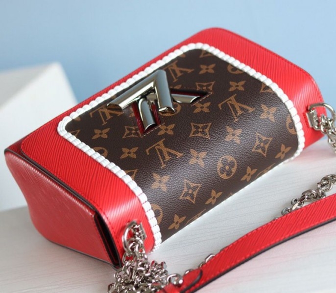 Louis Vuitton Epi Leather Twist MM Canvas Trompe loeil Braid Bag In Red