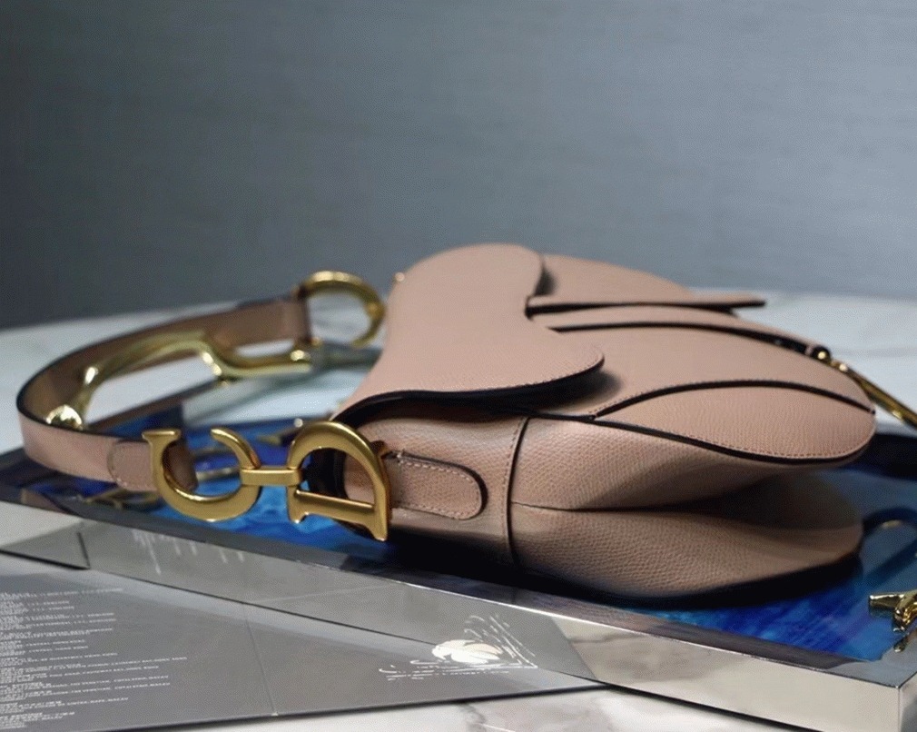 Dior Saddle Bag Fake in Blush Grained Calfskin
