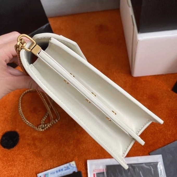 Fake Saint Laurent Cassandra Medium Chain Bag White