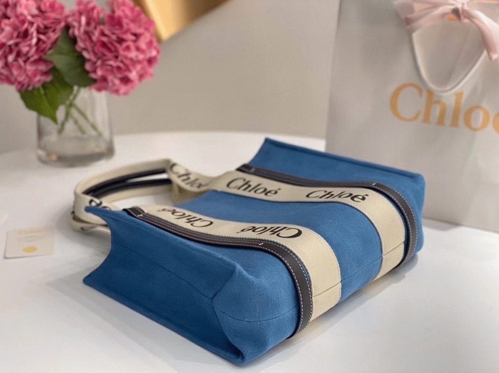 Top Quality Knockoff Chloe Medium Woody Tote Bag in Deadstock Denim