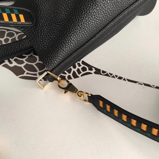 Black 1:1 fake Hermes Picotin Lock 22cm handbag with braided handles