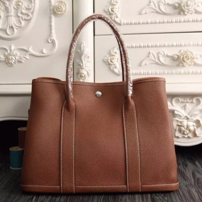 Brown Knockoff Hermes Garden Party 30cm Everyday Handbag