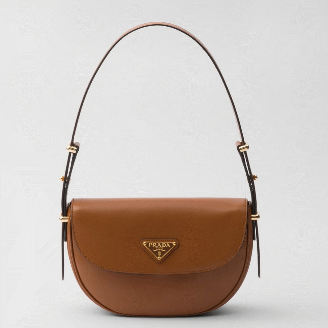 Prada Arque Shoulder Bag with Flap Fake in Brown