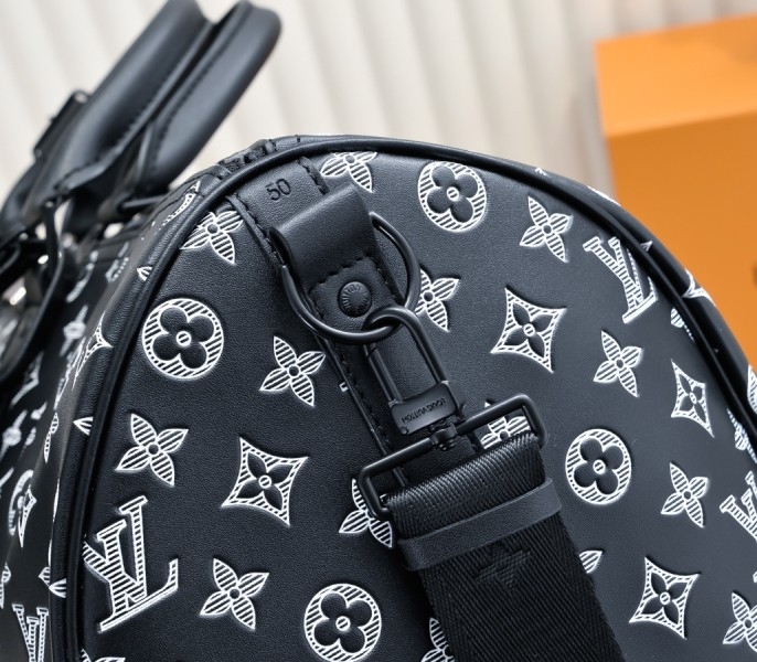 LV Monogram Shadow Keepall Bandouliere 50 In Black
