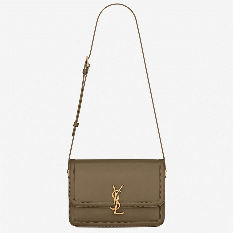 Fake Saint Laurent Medium Solferino Bag Khaki Green Calfskin