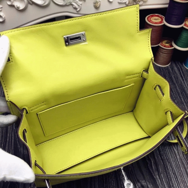 Yellow Swift Leather Copy Hermes Kelly Danse Bright Handbag