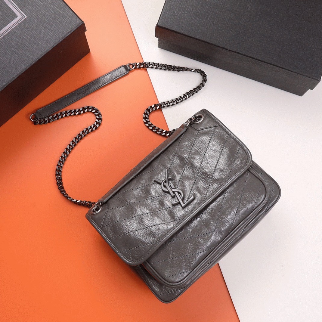 Replica Saint Laurent Niki Medium Chain Bag Dark Grey