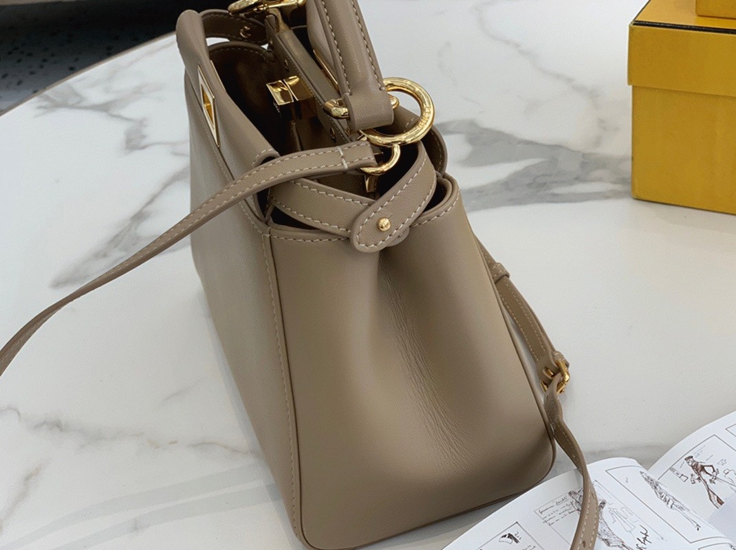 Top Quality Fake Fendi Peekaboo Mini Bag In Dove Grey Nappa Leather