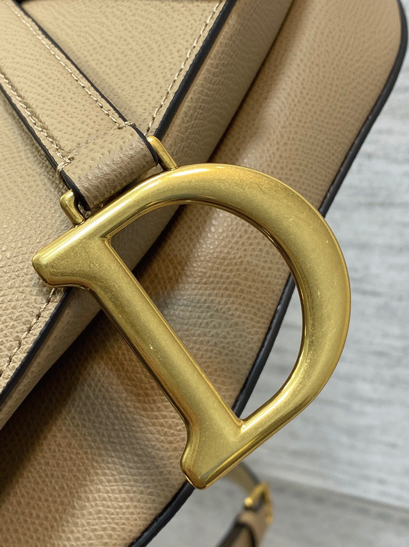 Dior Saddle Bag with Strap Replica in Sand Grained Calfskin