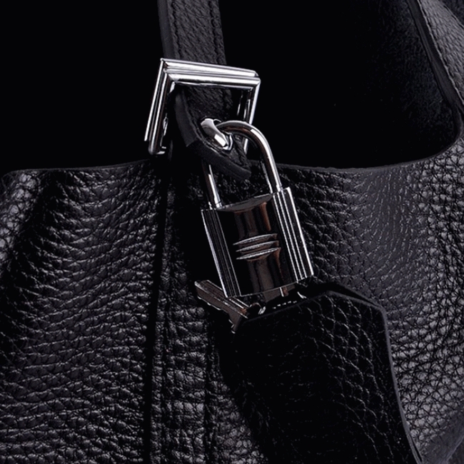 Black knockoff Hermes Picotin Lock handbag