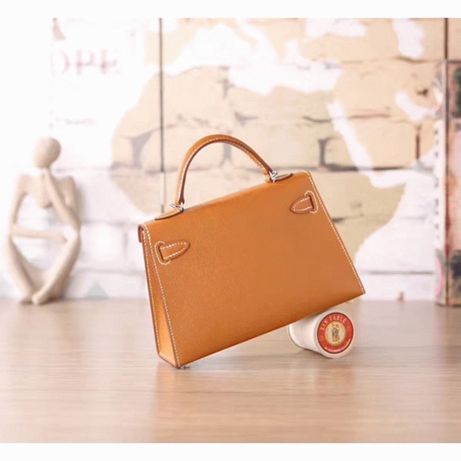 Brown Epsom Knockoff Hermes Kelly 20CM Elegant Handbag
