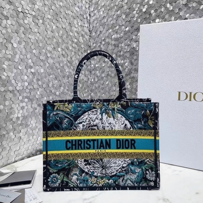 Dior Medium Book Tote Bag Imitation in Blue Dior Constellation Embroidery