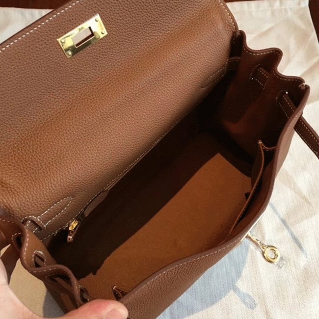 Gold Clemence Knockoff Hermes Kelly Retourne 28cm Classic Bag