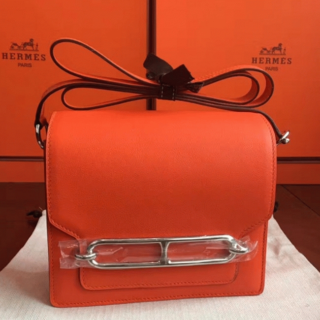 Fake Hermes Mini Sac Roulis Handbag Orange