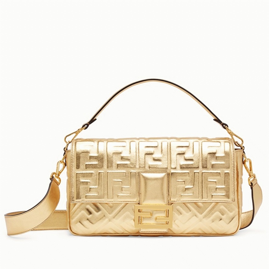Top Quality Replica Fendi Large Baguette Bag In Gold FF
