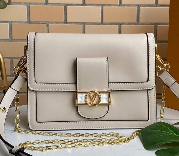 Louis Vuitton Dauphine Lugano MM Bag In Galet Gray