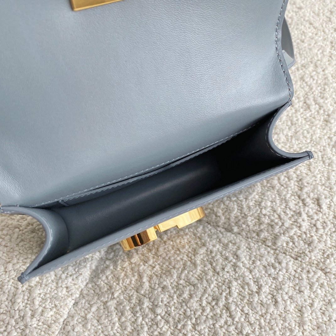 Dior 30 Montaigne Micro Bag Knockoff in Grey Box Calfskin