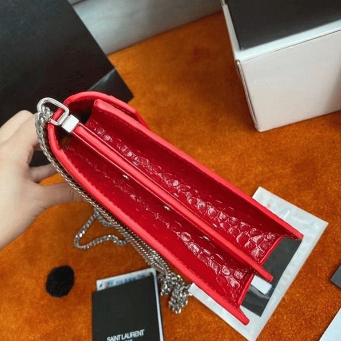 Fake Saint Laurent Cassandra Medium Bag Red Crocodile