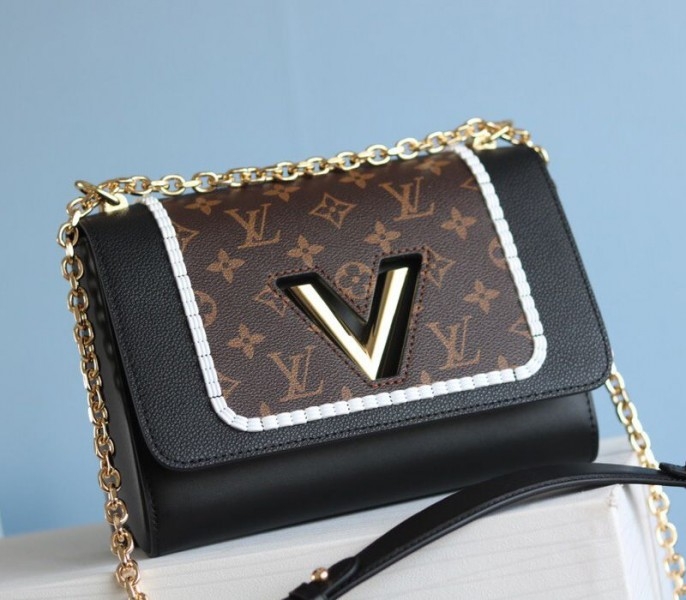 Louis Vuitton Twist MM Canvas Trompe loeil Braid Bag In Black